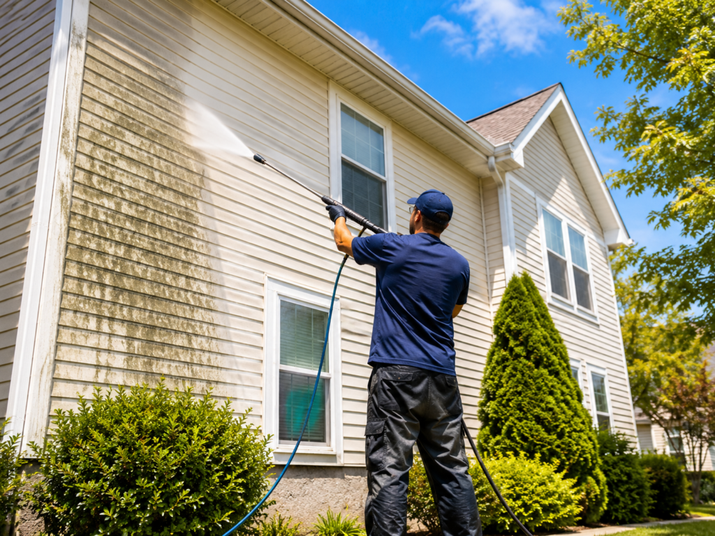 Concrete driveway pressure washing in Palma Sola, Bradenton FL