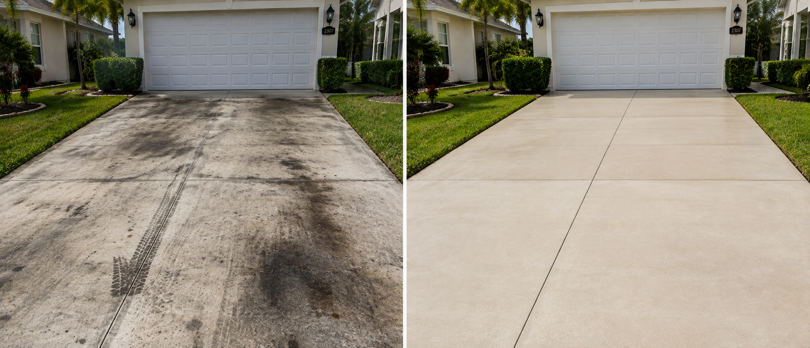 Driveway Cleaning before after