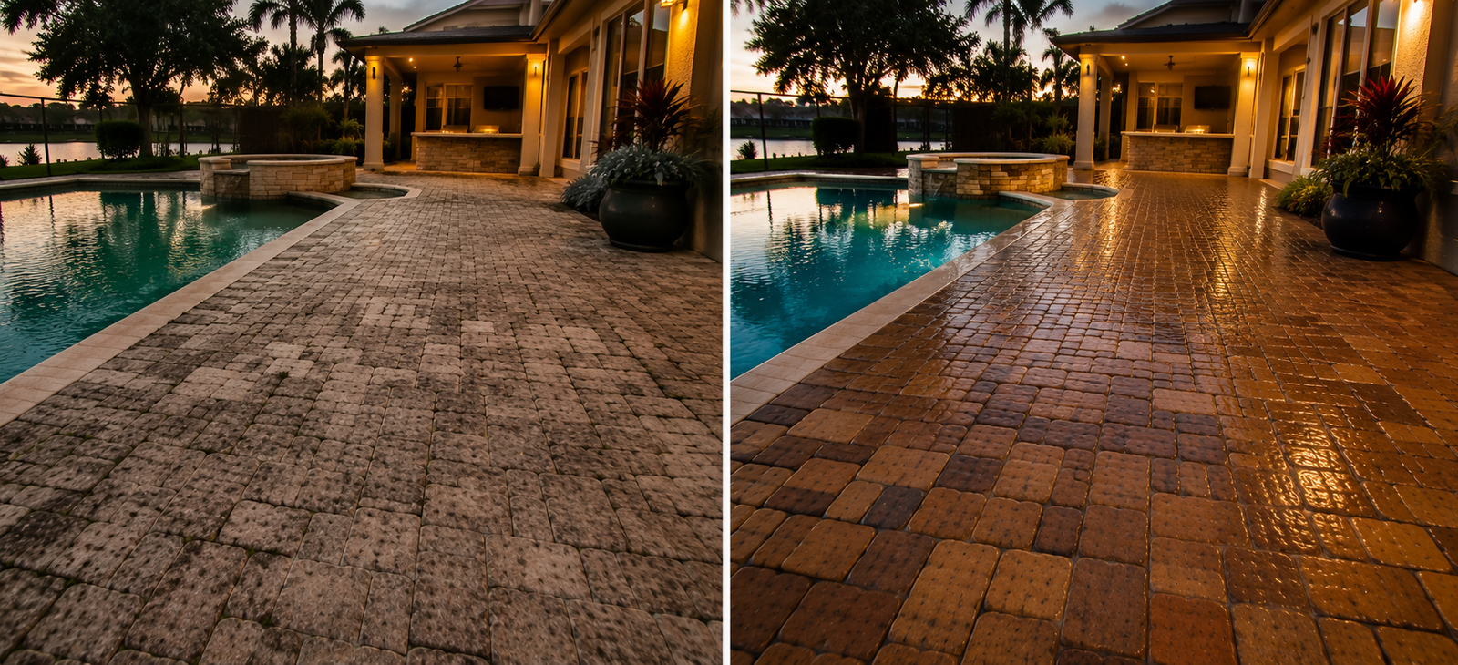 Professional paver sealing work in Bradenton