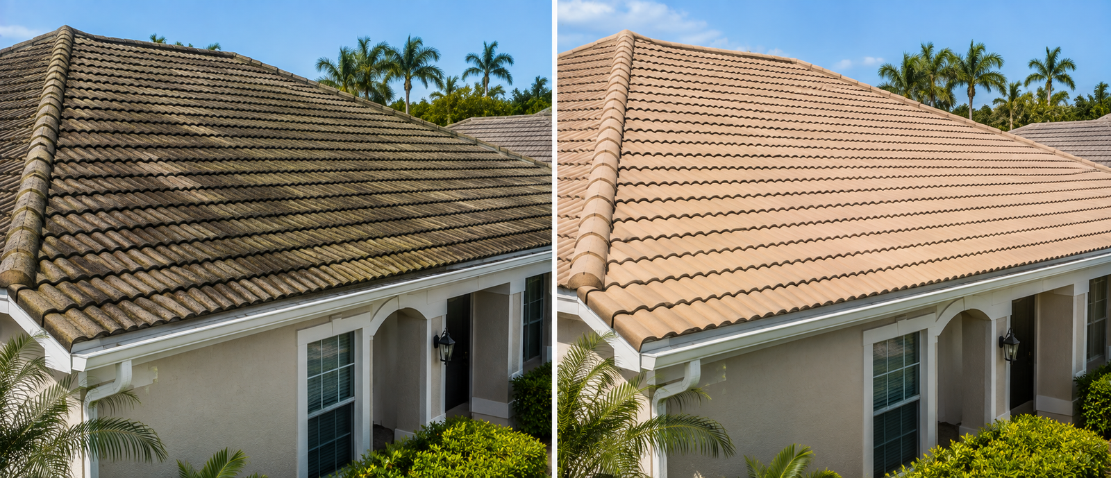 Roof Soft Washing before after