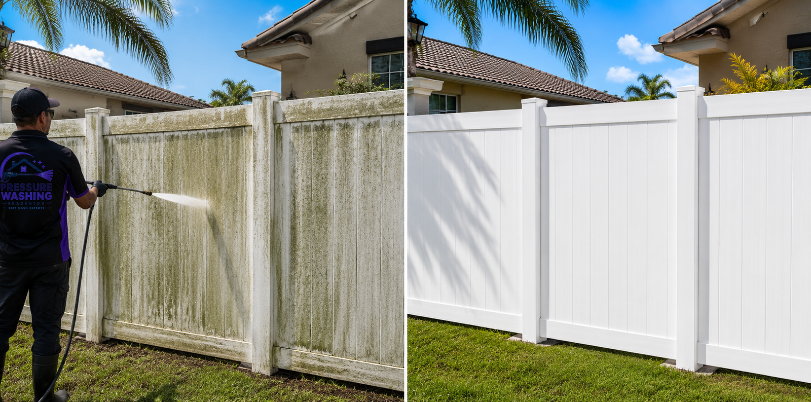 Clean vinyl fence in Bradenton, FL